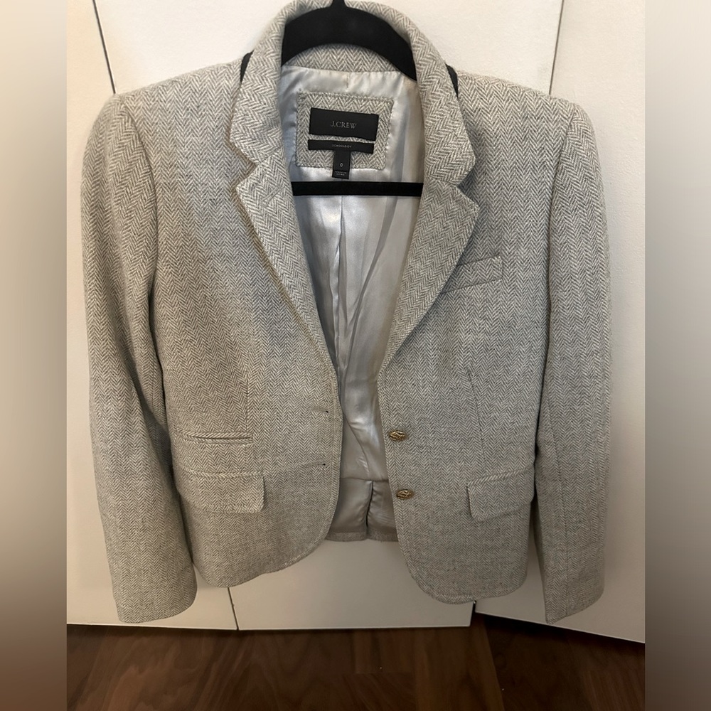 J.Crew Wool Herringbone Blazer Jacket Grey